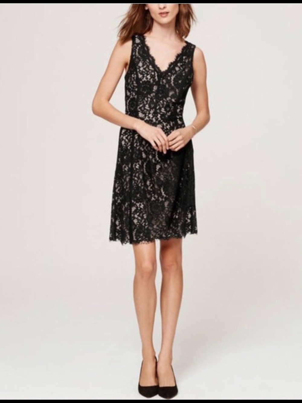 NWT Loft Outlet V-Neck Lace Mini Dress Size 14